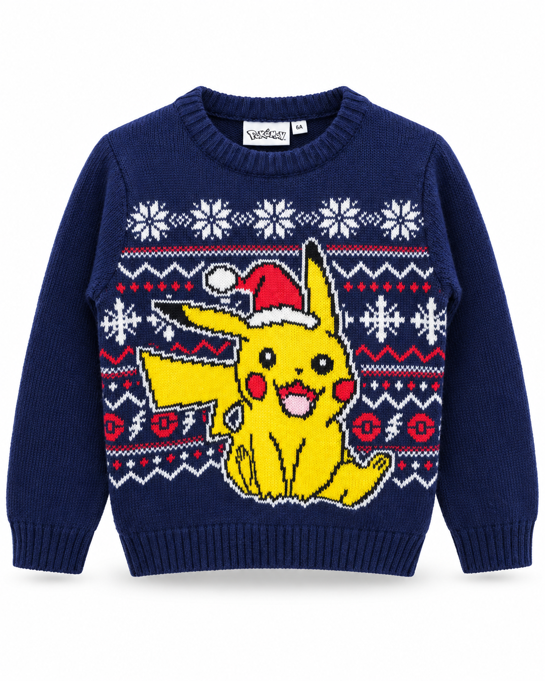 Pul — Pokemon — Bleu · motif Pikachu chapeau de Père Noël avec flocons de neige — 6 ans — Pokemon — 6 ans